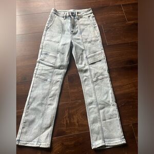 Acid wash cargo style Jeans